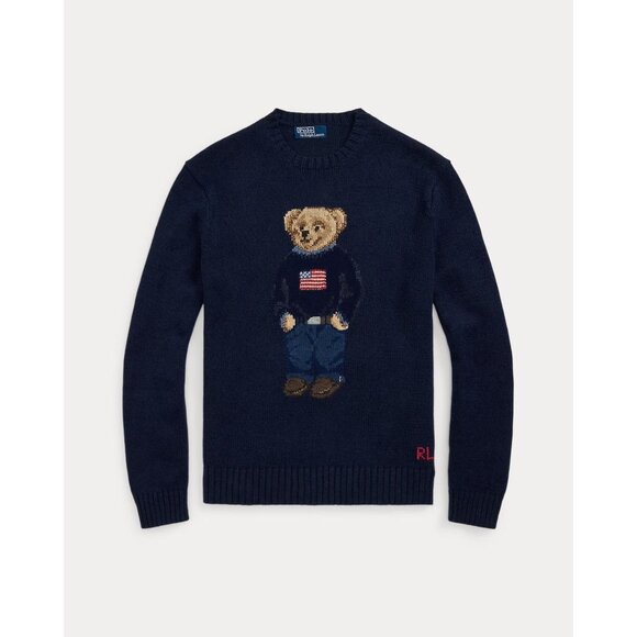 Polo Ralph Lauren Bear Pullover in Navy Multi Medium New Womens Sweater - Picture 11 of 16